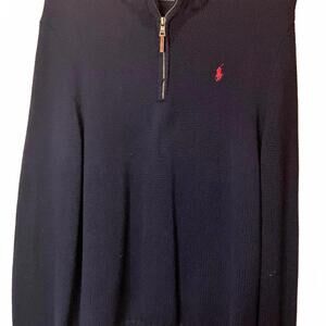 Polo Ralph Lauren Navy 1/4 zip Sweater Red Logo